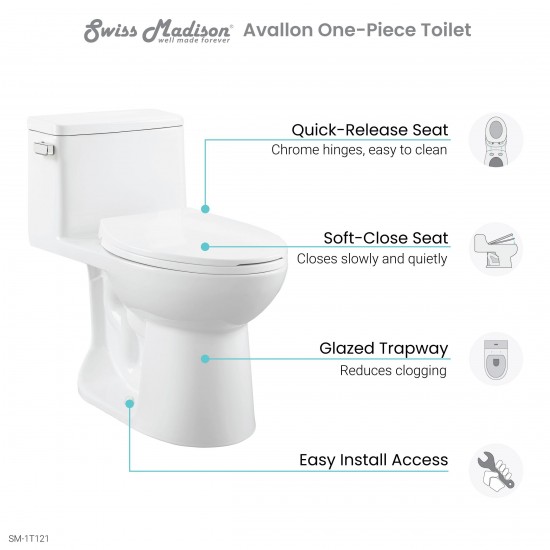 Swiss Madison Avallon One-Piece Toilet Side Flush 1.28 gpf