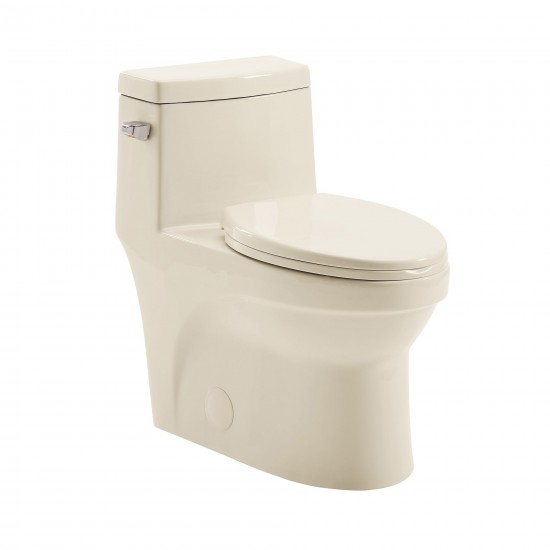 Virage One Piece Elongated Left Side Flush Handle Toilet 1.28 gpf in Bisque