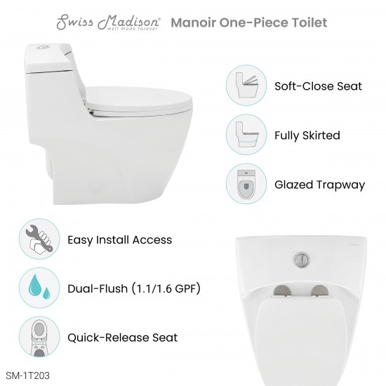 Manoir One-Piece Elongated Toilet Dual-Flush 1.1/1.6gpf