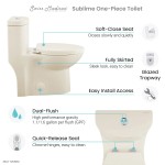 Sublime One-Piece Elongated Dual-Flush Toilet in Bisque 1.1/1.6 gpf