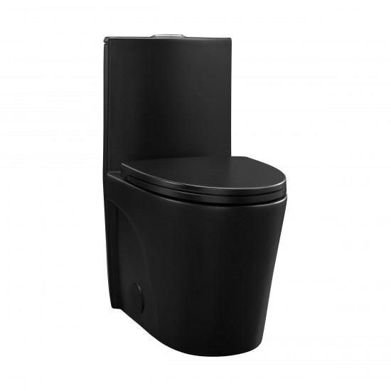 St. Tropez One-Piece Elongated Toilet Vortex Dual-Flush, Matte Black 1.1/1.6 gpf