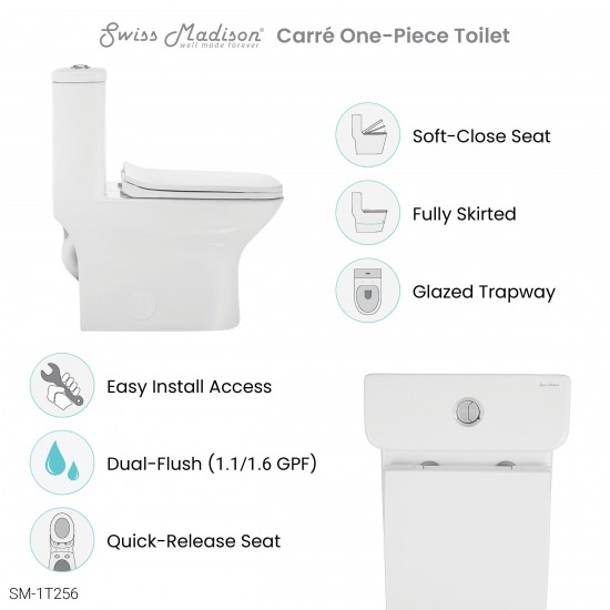 Carre One-Piece Square Toilet Dual-Flush 1.1/1.6 gpf