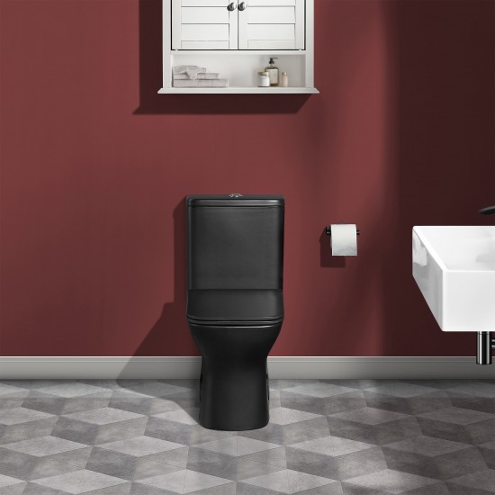 Carre One-Piece Square Toilet Dual-Flush in Matte Black 1.1/1.6 gpf