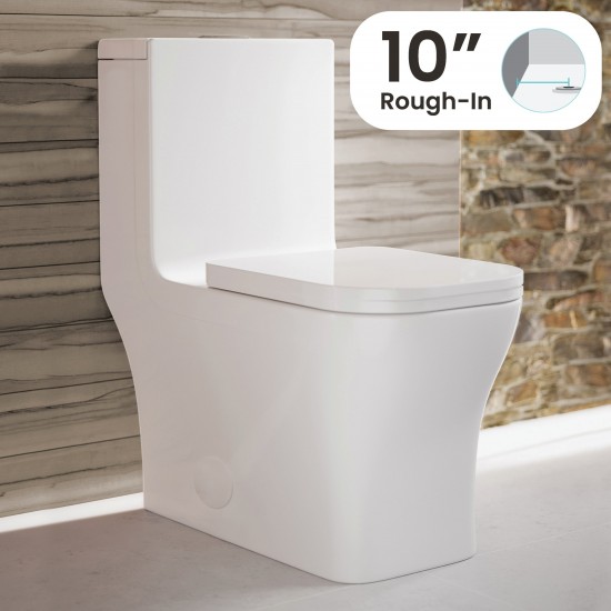 Concorde One Piece Square Toilet Dual Flush 1.1/1.6 gpf with 10" Rough In