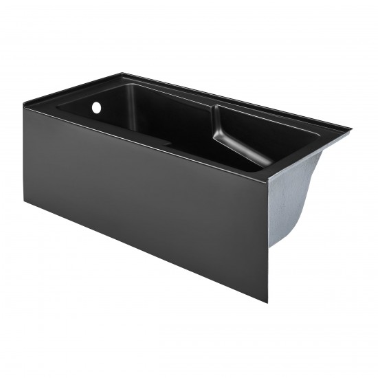 Voltaire 60" X 30" Left-Hand Drain Alcove Bathtub with Apron in Matte Black