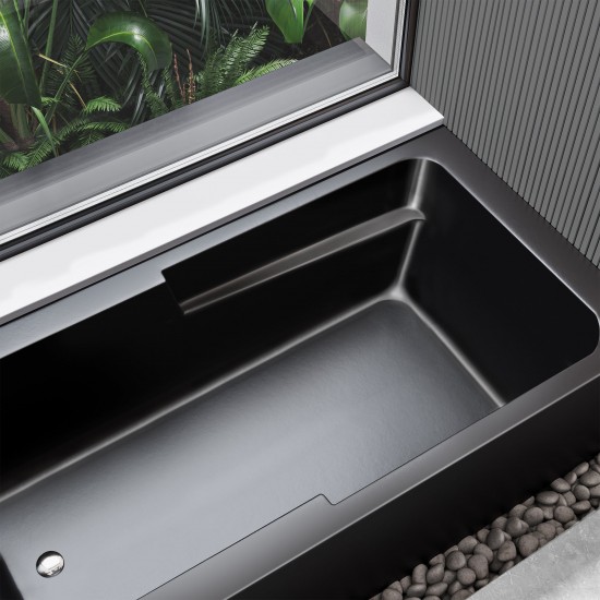 Voltaire 60" X 32" Left-Hand Drain Alcove Bathtub with Apron in Matte Black