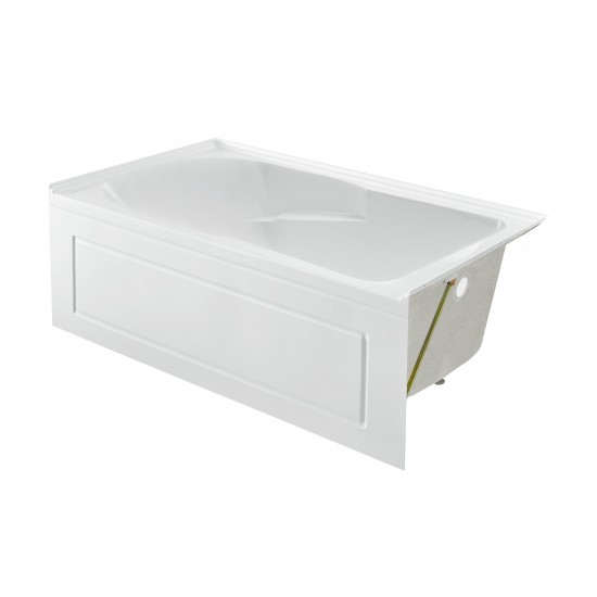 Concorde 60x32 Acrylic Glossy White, Alcove, Integral, RH Drain, Apron Bathtub