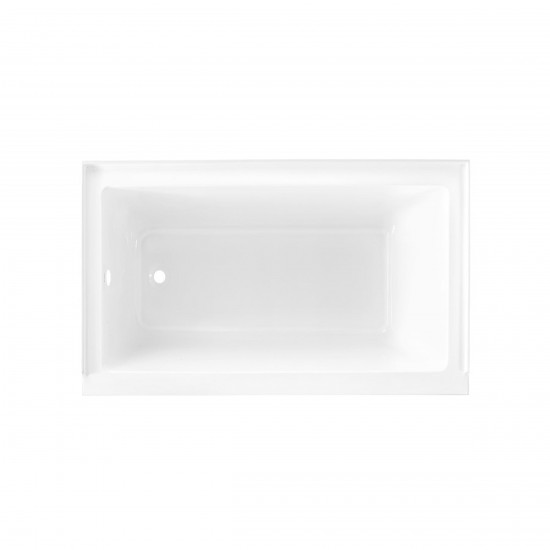 Voltaire 54 in x 30 in Acrylic Glossy White, Alcove, Left-Hand Drain, Bathtub