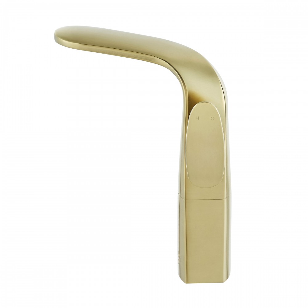 Chateau Single Hole, Single-Handle, High Arc Bathroom Faucet in Brushed Gold