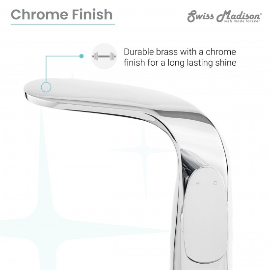 Chateau Single Hole, Single-Handle, Bathroom Faucet in Chrome, SM-BF01C