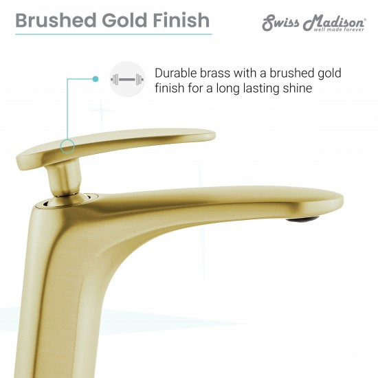 Sublime Single Hole, Single-Handle, Bathroom Faucet in Brushed Gold