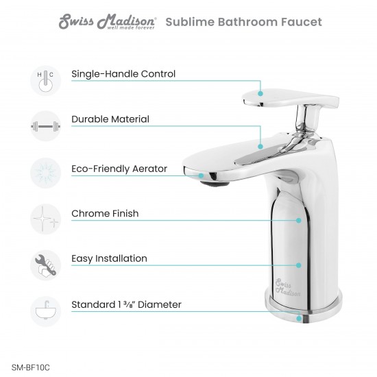 Sublime Single Hole, Single-Handle, Bathroom Faucet in Chrome