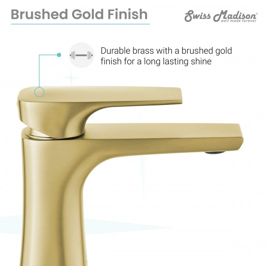 Monaco Single Hole, Single-Handle, Bathroom Faucet in Brushed Gold