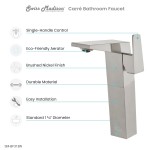 Carre Single Hole, Single-Handle, High Arc Bathroom Faucet in Brushed Nickel