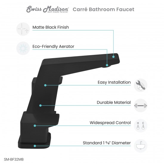 Carre 8 in. Widespread, 2-Handle, Bathroom Faucet in Matte Black