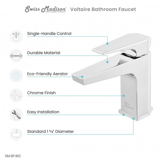 Voltaire Single Hole, Single-Handle, Bathroom Faucet in Chrome