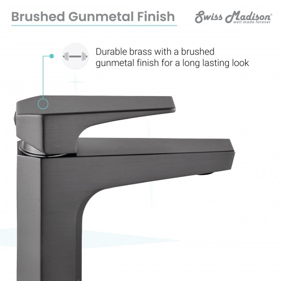 Voltaire Single Hole, Single-Handle, Bathroom Faucet in Gunmetal Grey