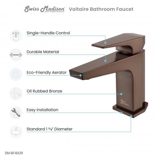 Voltaire Single Hole, Single-Handle, Bathroom Faucet in Oil Rubbed Bronze
