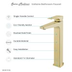 Voltaire Single Hole, Single-Handle, High Arc Bathroom Faucet in Brushed Gold