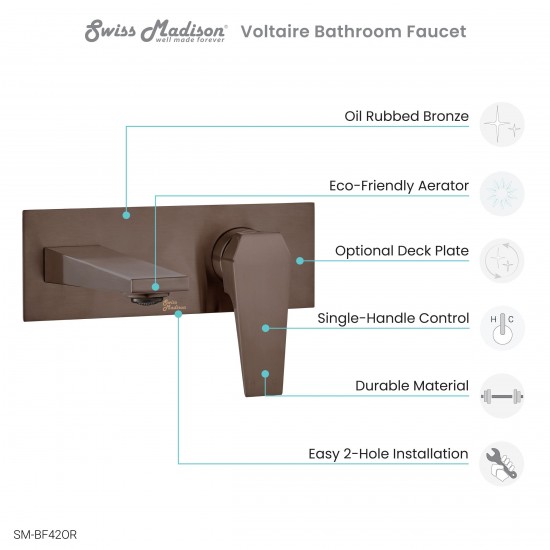Voltaire Single-Handle, Wall-Mount, Bathroom Faucet in Oil Rubbed Bronze