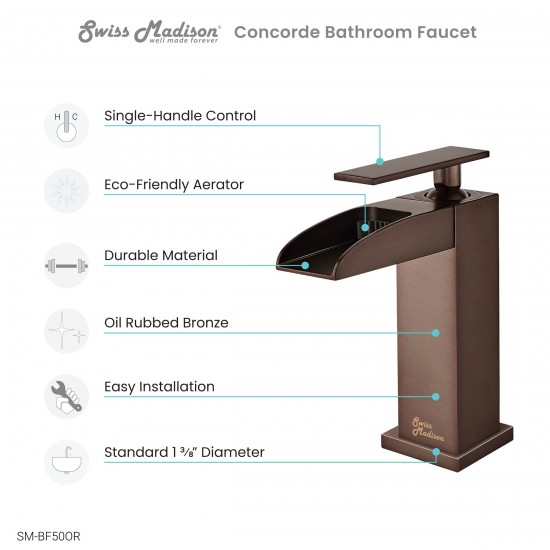 Concorde Single Hole, Single-Handle, Waterfall Bathroom Faucet Oil Rubbed Bronze