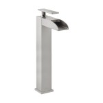 Single Hole, Single-Handle, High Arc Waterfall, Bathroom Faucet, Brushed Nickel