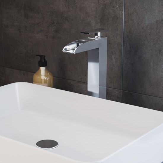 Concorde Single Hole, Single-Handle, High Arc Waterfall, Bathroom Faucet, Chrome