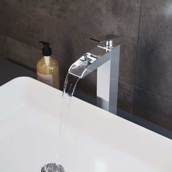 Concorde Single Hole, Single-Handle, High Arc Waterfall, Bathroom Faucet, Chrome