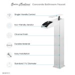 Concorde Single Hole, Single-Handle, High Arc Waterfall, Bathroom Faucet, Chrome