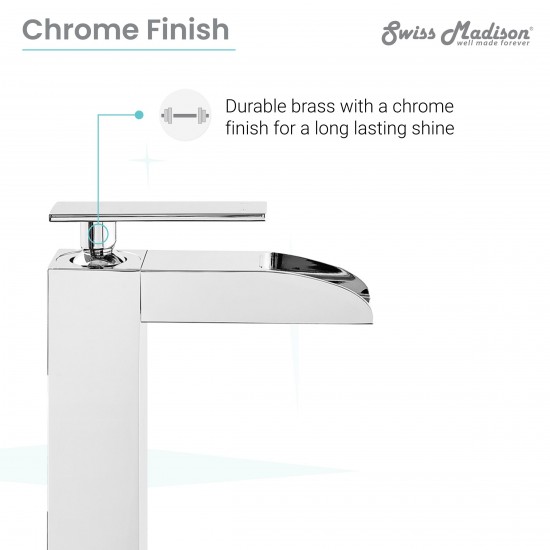 Concorde Single Hole, Single-Handle, High Arc Waterfall, Bathroom Faucet, Chrome