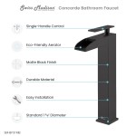 Concorde Single Hole, Single-Handle, High Arc Waterfall, Faucet in Matte Black