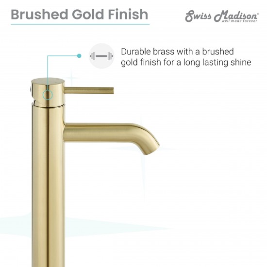 Ivy Single Hole, Single-Handle, High Arc Bathroom Faucet in Brushed Gold