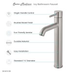 Ivy Single Hole, Single-Handle, High Arc Bathroom Faucet in Brushed Nickel