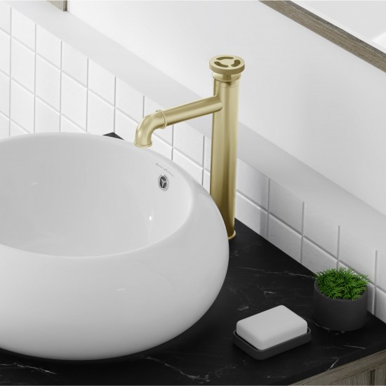 Avallon Single Hole, Single-Handle Wheel, High Arc Bathroom Faucet, Brushed Gold