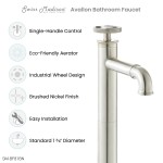 Avallon Single Hole, Single-Handle Wheel, High Arc Faucet in Brushed Nickel