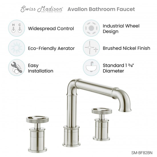 Avallon 8 in. Widespread, 2-Handle Wheel, Bathroom Faucet in Brushed Nickel