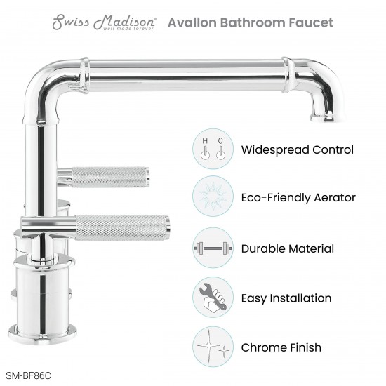 Avallon 8 in. Widespread, Sleek Handle, Bathroom Faucet in Chrome