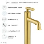 Avallon Single Hole, Single-Handle Sleek, High Arc Bathroom Faucet, Brushed Gold