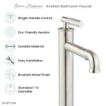 Avallon Single Hole/Single-Handle Sleek/High Arc Bathroom Faucet, Brushed Nickel