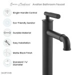 Avallon Single Hole, Single-Handle Sleek, High Arc Bathroom Faucet, Matte Black