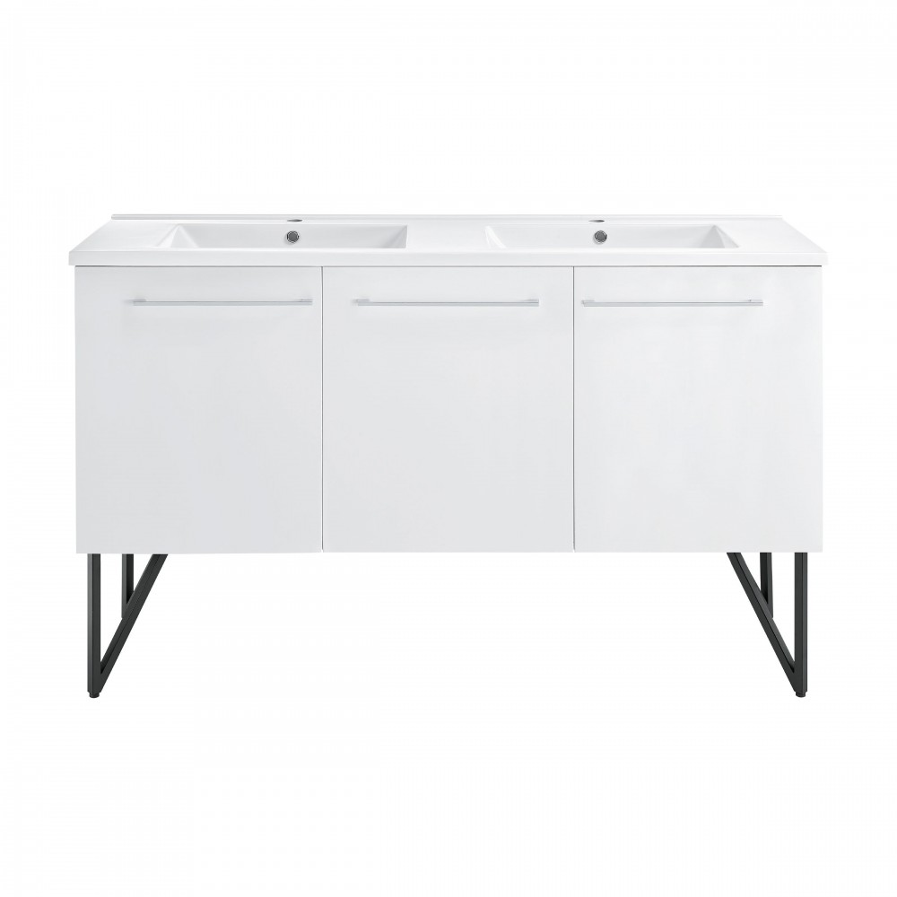 Annecy 60 Double, Glossy White, Two Doors, One Drawer, Bathroom Vanity Annecy 60 Double, Glossy White, Two Doors, One Drawer, Bathroom Vanity