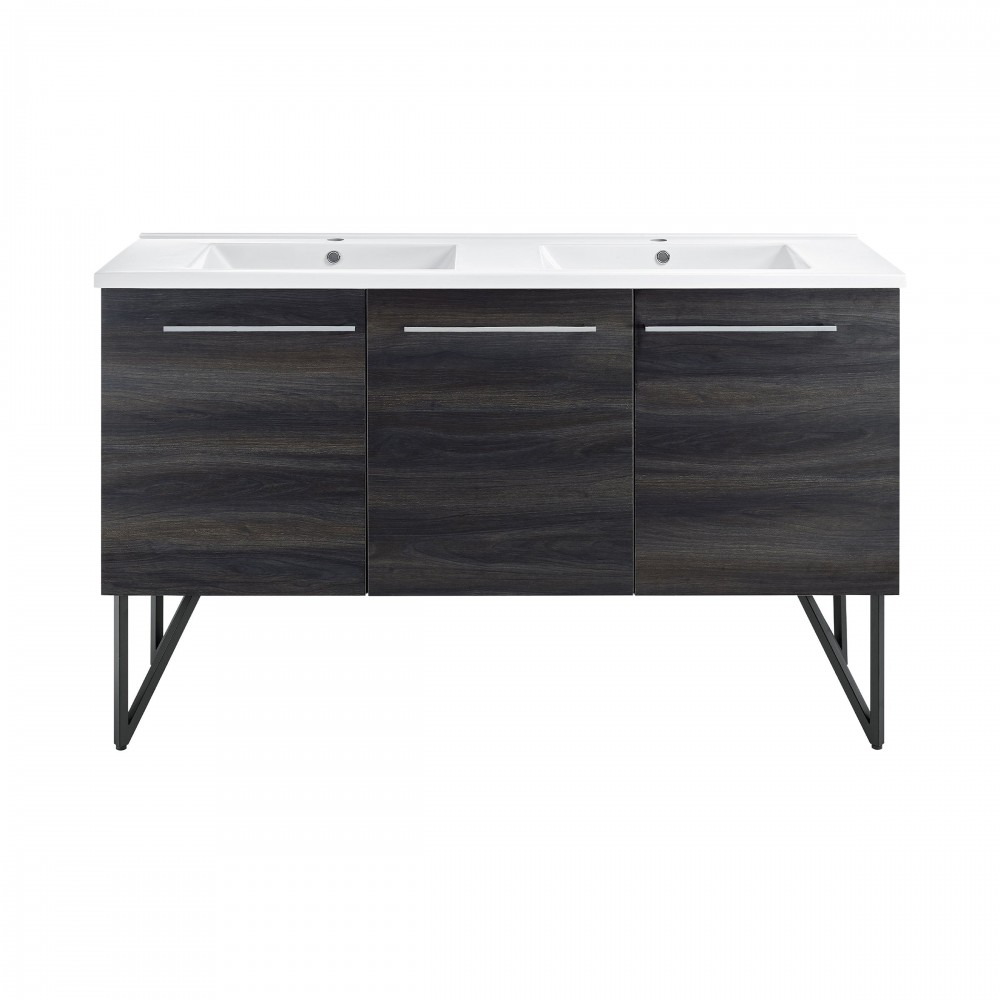 Annecy 60 Double, Black Walnut, Two Doors, One Drawer, Bathroom Vanity Annecy 60 Double, Black Walnut, Two Doors, One Drawer, Bathroom Vanity