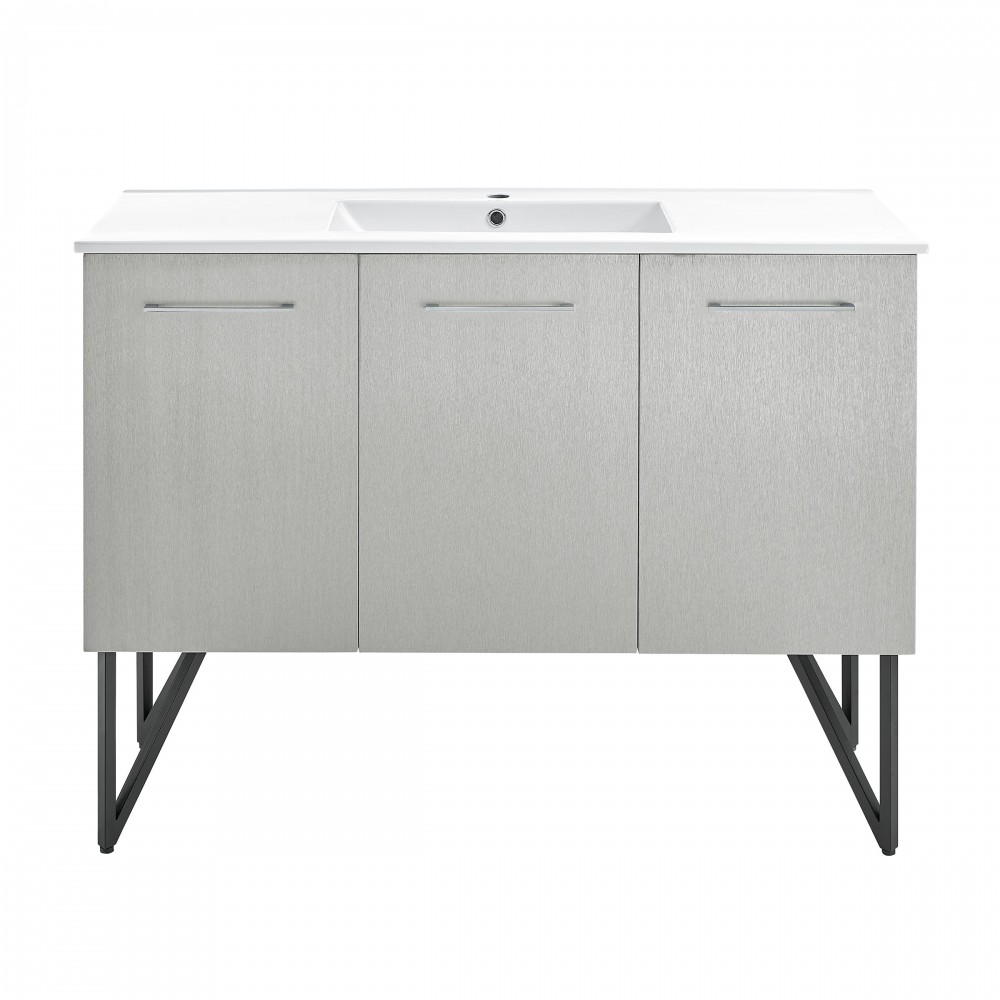 Annecy 48 Single, Brushed Grey, Two Doors, One Drawer, Bathroom Vanity Annecy 48 Single, Brushed Grey, Two Doors, One Drawer, Bathroom Vanity