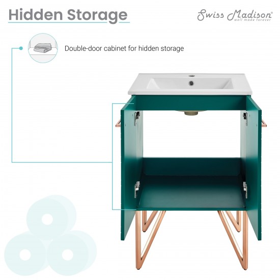 Swiss Madison Annecy 24" Bathroom Vanity in Barracuda Teal