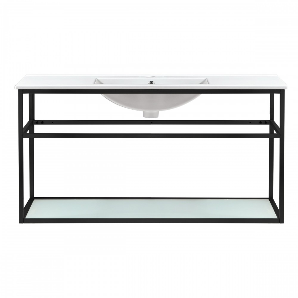 Pierre 48 Single, Metal Frame, Open Shelf, Bathroom Vanity