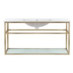 Pierre 48 Single, Open Shelf, Gold Metal Frame Bathroom Vanity