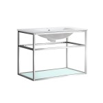 Pierre 30 Single, Open Shelf, Chrome Metal Frame Bathroom Vanity