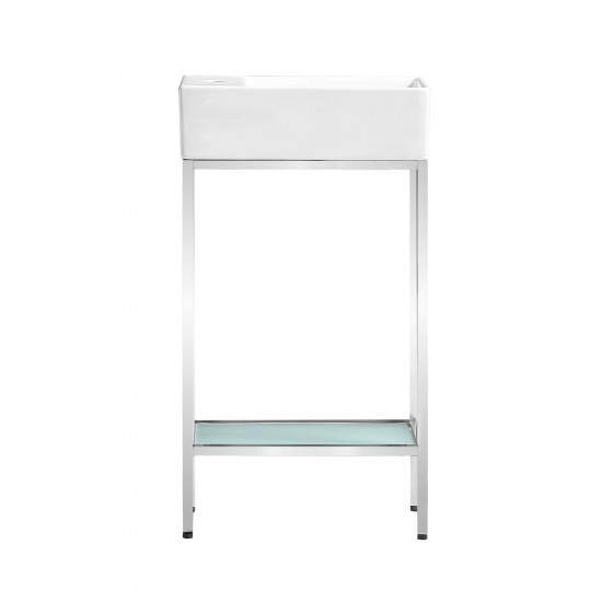 Pierre 19.5 Single, Freestanding, Open Shelf, Chrome Metal Frame Bathroom Vanity