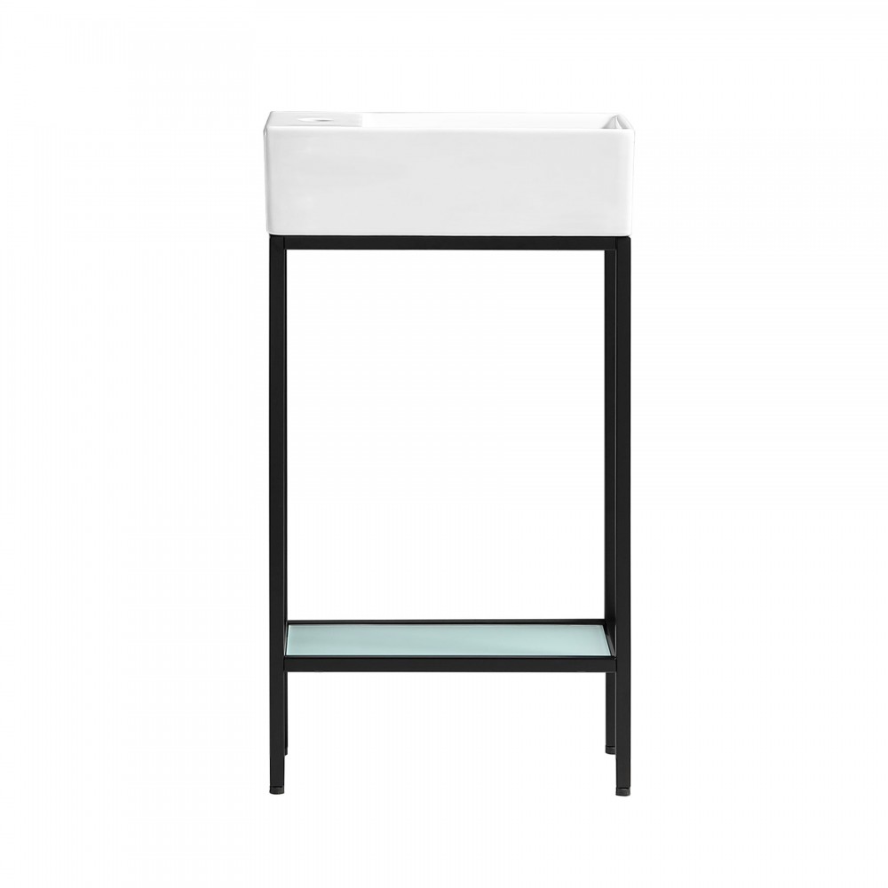 Pierre 19.5 Single, Freestanding, Open Shelf, Matte Black Frame Bathroom Vanity