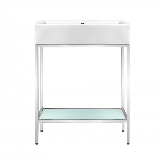 Pierre 24 Single, Freestanding, Open Shelf, Chrome Metal Frame Bathroom Vanity